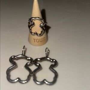 Tous Silver Bear Earrings and Ring Set